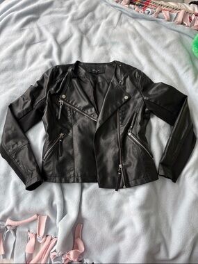 Vero Moda Black Faux Leather Asymmetrical Zip Jacket